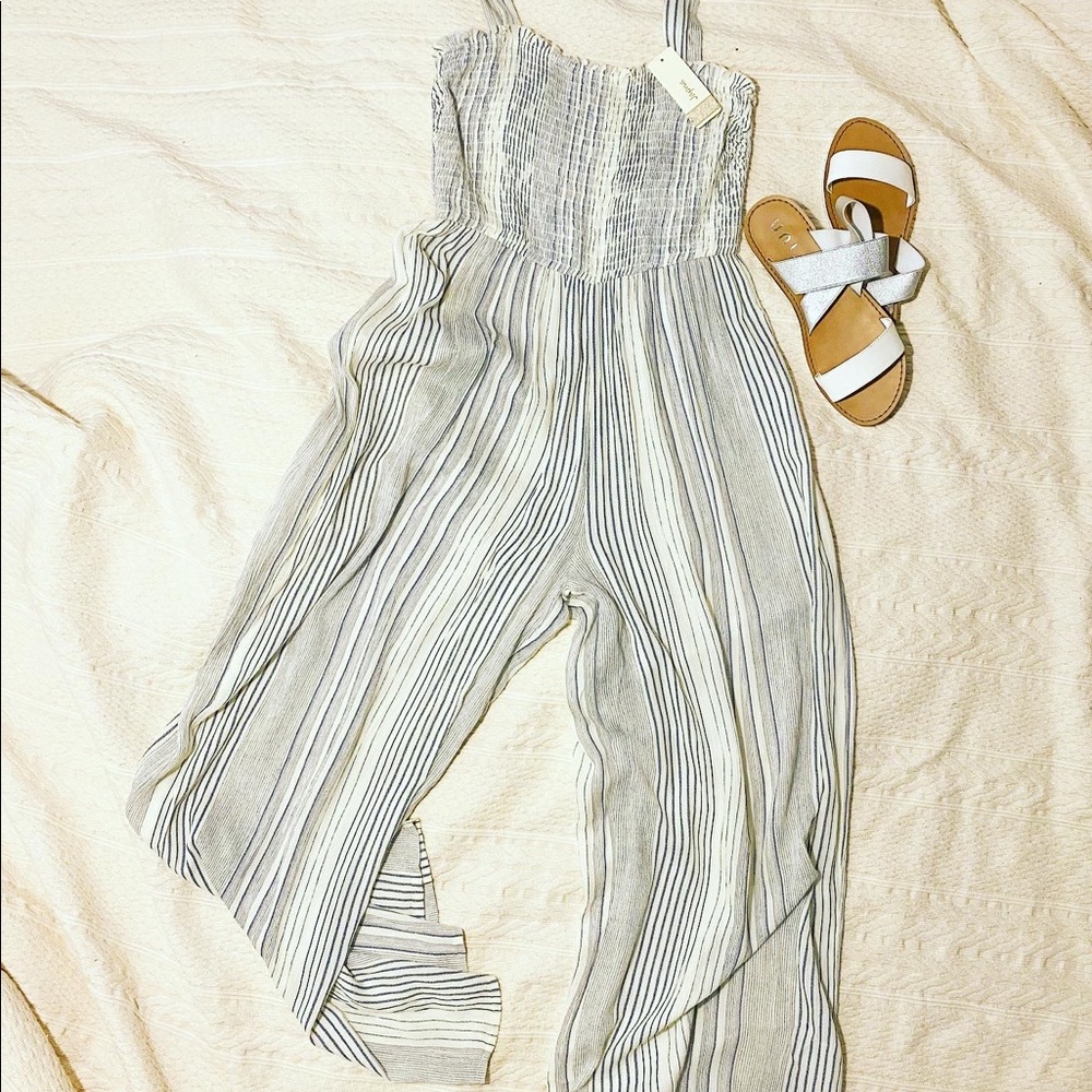 NWT Navy and White Striped Romper